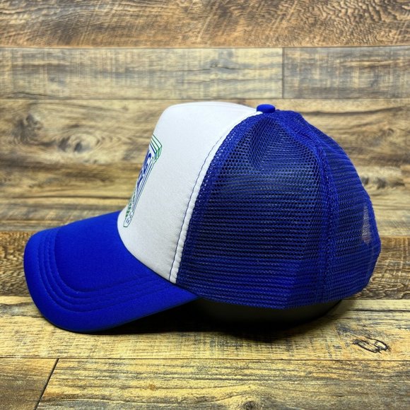 Rolling Rock Mens Trucker Hat Blue Snapback 1939 American Lager Beer Ball Cap - Picture 3 of 7